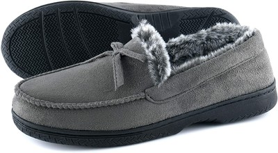 Mens Cozy Memory Foam Moccasin Slippers 